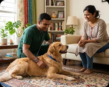 Veterinary doctor consultation at home